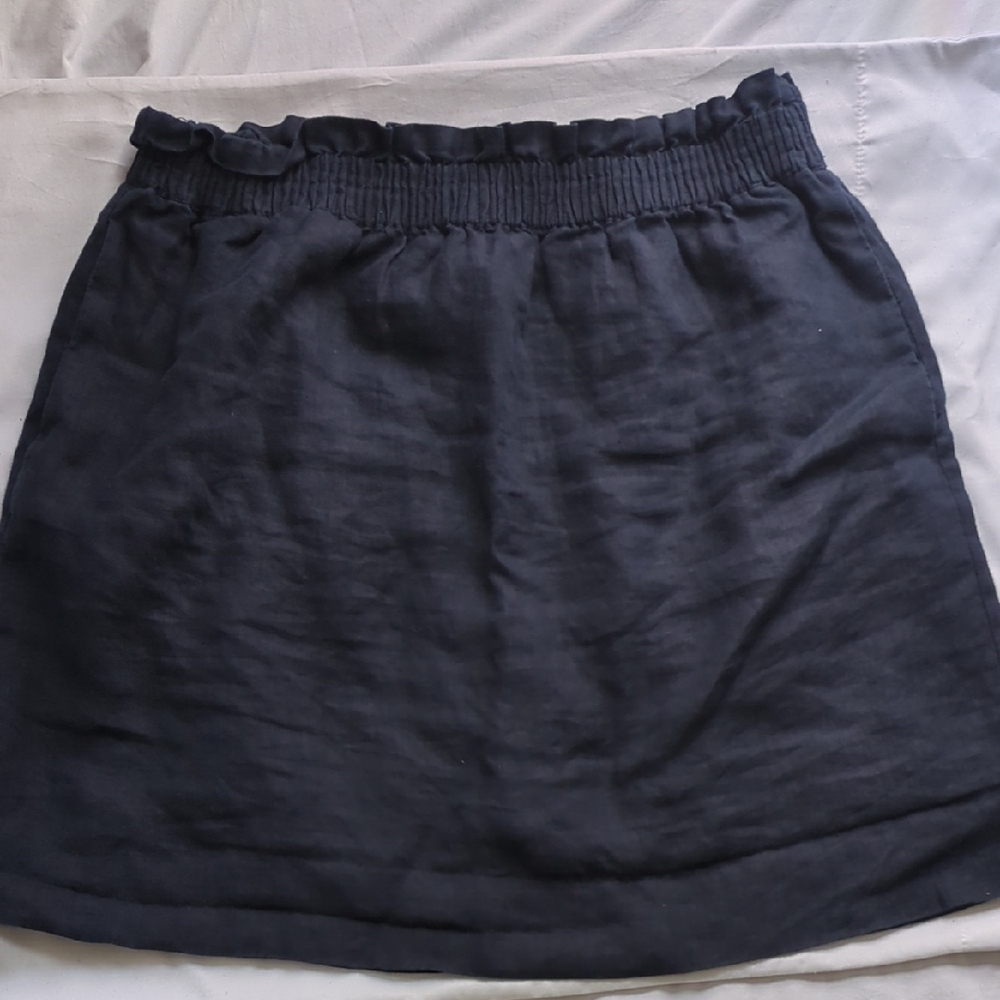 J. Crew Navy Blue Linen Skirt With Pockets Size 6